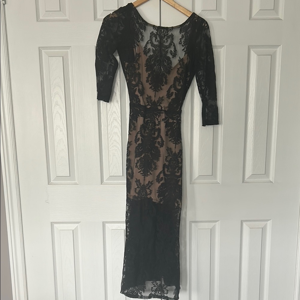 For Love and Lemons Elegant Black sheer Lace Dress small